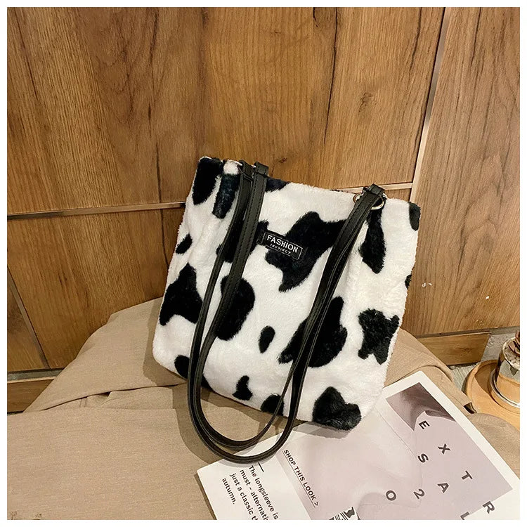 Leopard Print Underarm Bag Women Casual Tote Soft Shoulder Handbag