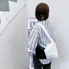 Soft Shoulder Bag Women Animal Pattern Underarm Bags Small Shoulder Fluffy