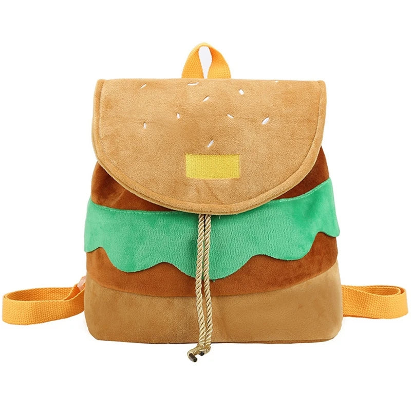Plush Hamburger Backpack Large Capacity Ins