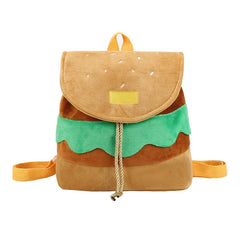Plush Hamburger Backpack Large Capacity Ins