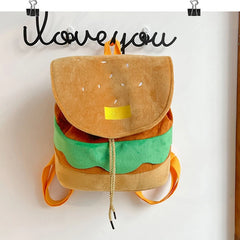 Plush Hamburger Backpack Large Capacity Ins