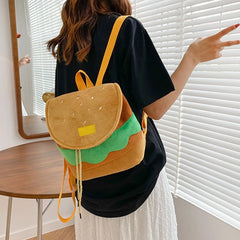 Plush Hamburger Backpack Large Capacity Ins