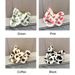 Plush Top-handle Bag Love Heart Print Women Handbags