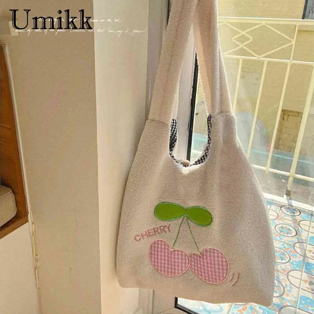 Cherry Cartoon Plush Top-handle Bag for Holiday Party