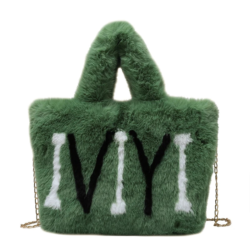 Soft Fluffy Chain Women's Winter Tote Bag