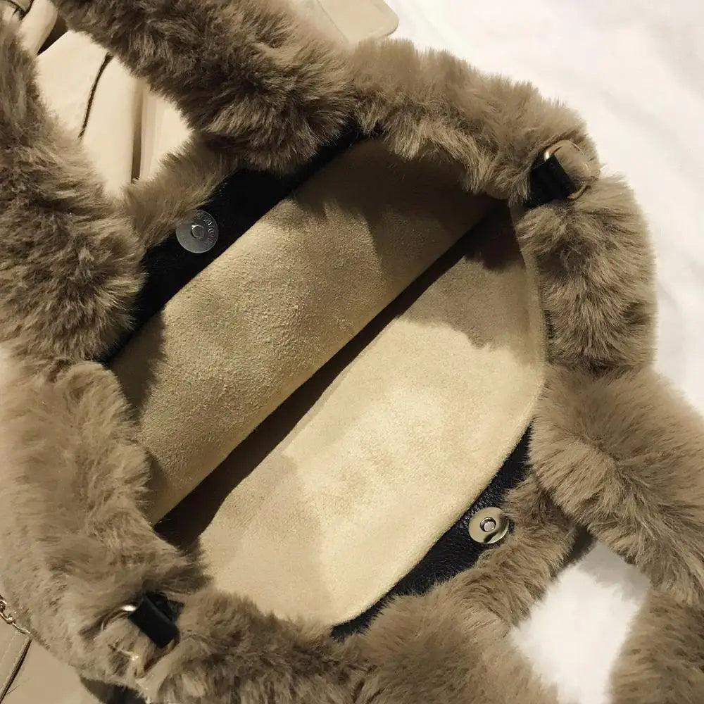 Soft Fluffy Chain Women's Winter Tote Bag