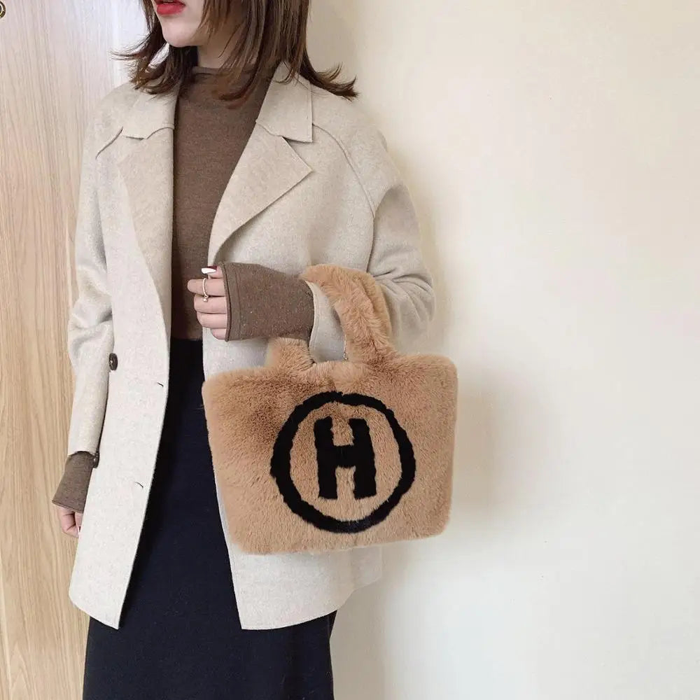Soft Fluffy Chain Women's Winter Tote Bag