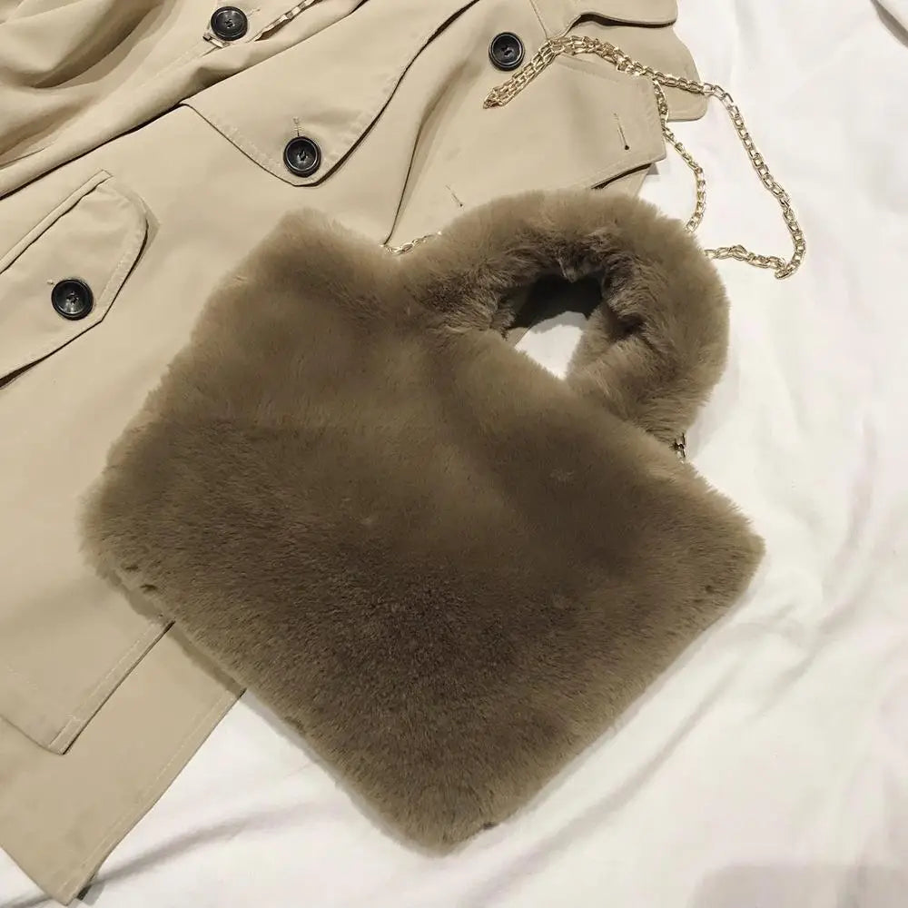 Soft Fluffy Chain Women's Winter Tote Bag