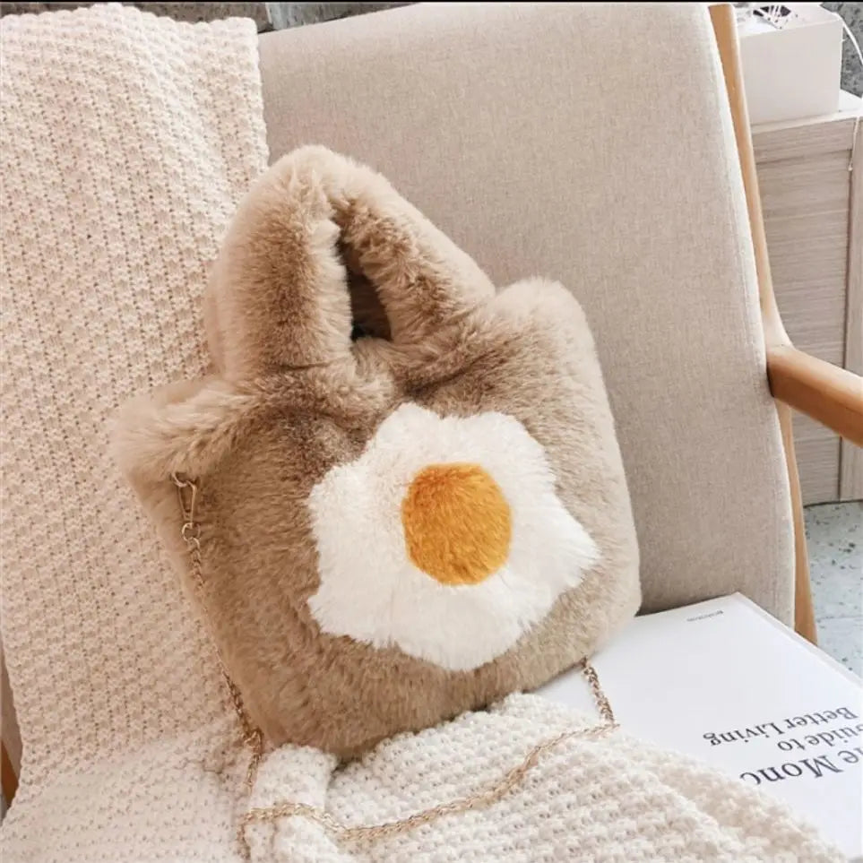 Plush Tote Bag Chain Winter Furry Handbag