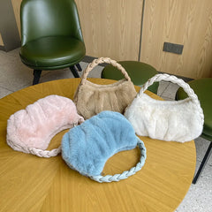 Plush Twist Braid Handbag Small Tote Bag