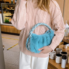 Plush Twist Braid Handbag Small Tote Bag