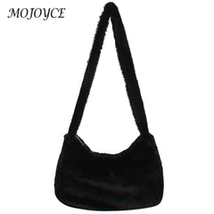 Fluffy Underarm Bags Love Heart Printed Warm Tote Bag for Street Travel