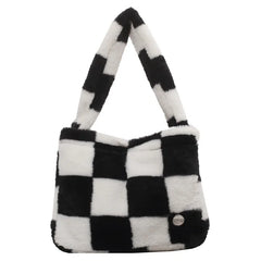 Large Capacity Plush Women's Bag: Winter Warm Soft Tote Shoulder Shopper Bags