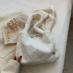 Large Capacity Plush Women's Bag: Winter Warm Soft Tote Shoulder Shopper Bags