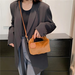 Plush Women's Crossbody Bag with Cloud Fold Furry Top-handle