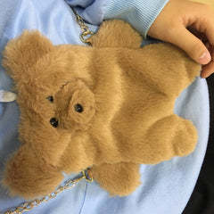 Cartoon Bear Plush Shoulder Bag Handbag