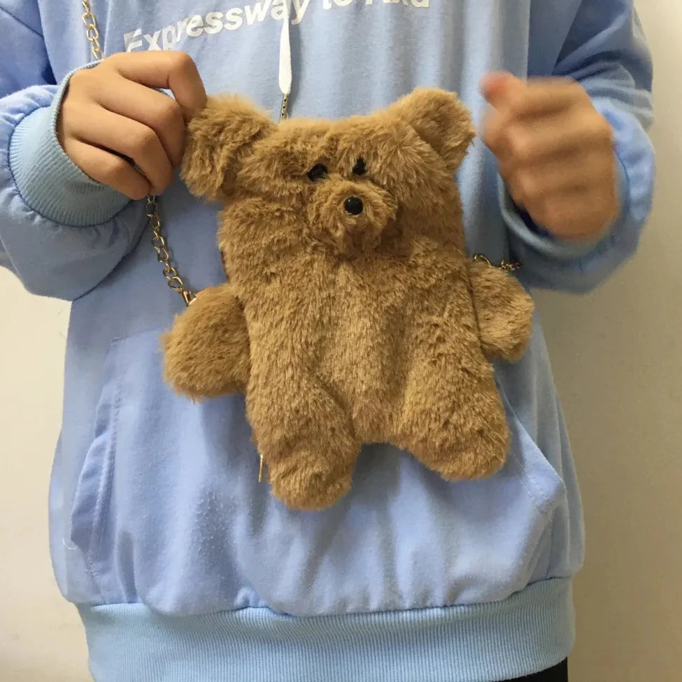 Cartoon Bear Plush Shoulder Bag Handbag