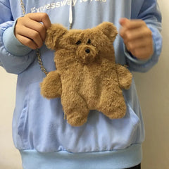 Cartoon Bear Plush Shoulder Bag Handbag