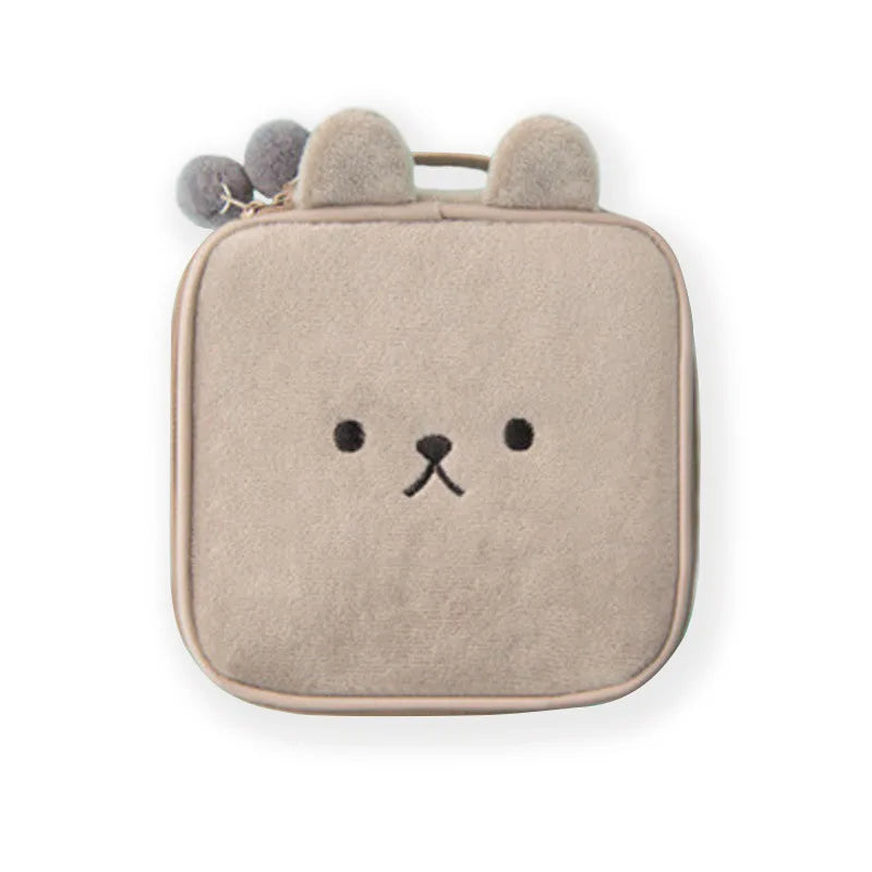Animal Embroidery Square Cosmetic Bag Large Capacity Storage Rabbit Shape Purses