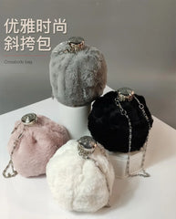 Plush Hip Flask Bucket Bag Chain Shoulder Messenger Bag