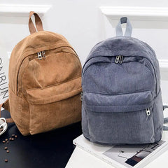 Large Capacity Backpack Women Corduroy Student Schoolbag