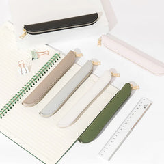Leather Green Pencil Bag Pouch Small Pencil Pouch