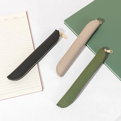 Leather Green Pencil Bag Pouch Small Pencil Pouch