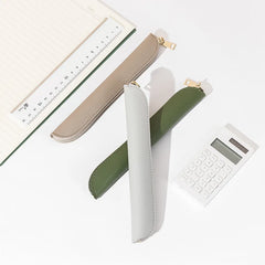 Leather Green Pencil Bag Pouch Small Pencil Pouch
