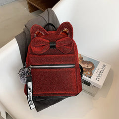Pom Pom & Bow Decor Novelty Bag Girl Handbag Backbag