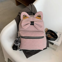 Pom Pom & Bow Decor Novelty Bag Girl Handbag Backbag