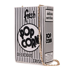 Popcorn Red Stripe Chain Shoulder Crossbody Bag for Women