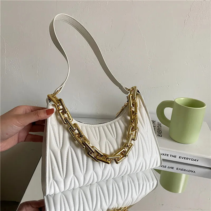Acrylic Women's Bag PU Leather Diamond Check Shoulder Bag Female Texture Zipper