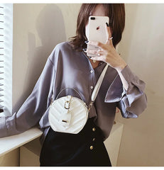 Western Style Leaf Pattern Women's Disc Bag Hard Cake Handbag