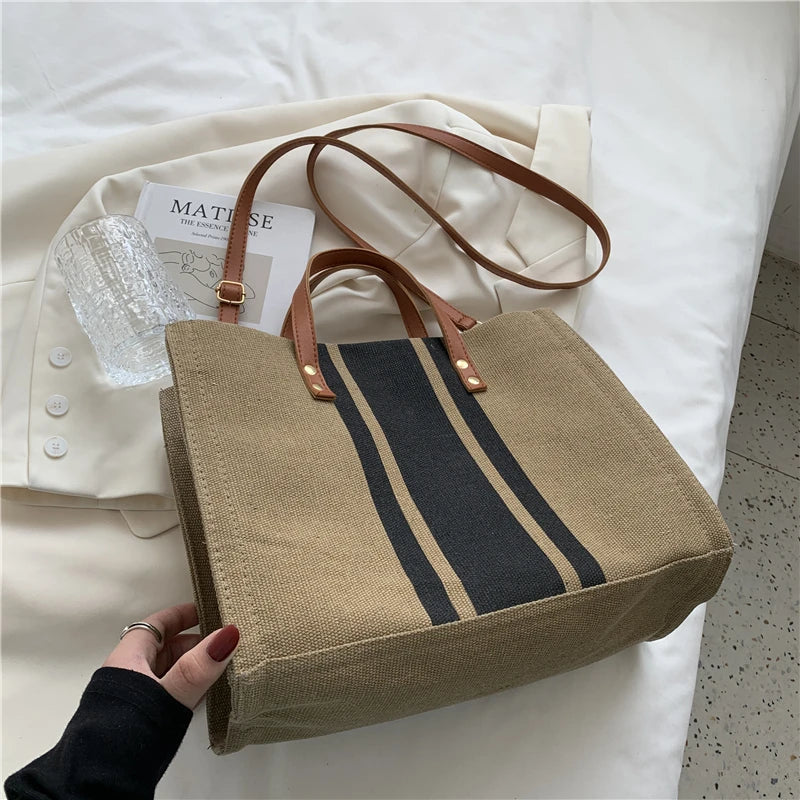 Large Women Canvas Handbag Travel Tote Shopper Shoulder Bag