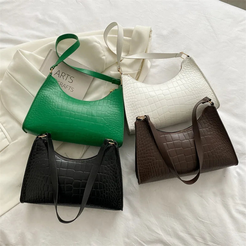 Crocodile Pattern Shoulder Bag PU Leather Handbag for Women