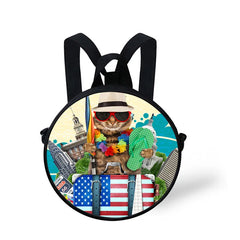 Kids Multicolor Round Kindergarten Backpack with Adjustable Shoulder Strap