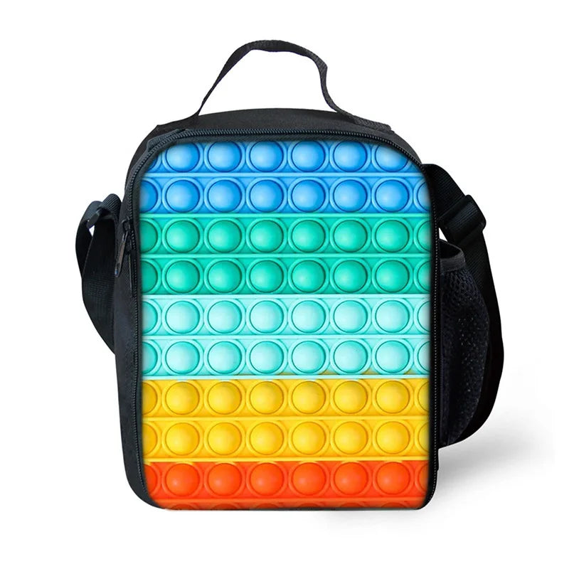 Colorful Push Bubble 3D Printed Picnic Lunch Box Tote Bag