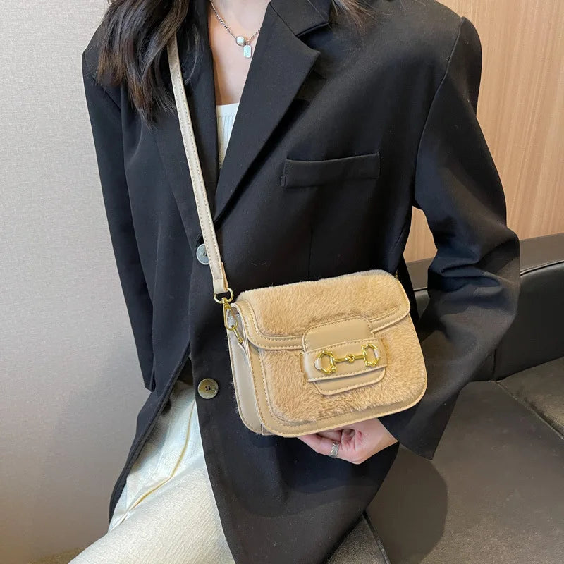 Furry Shoulder Small Square Bag Crossbody Bags for Women