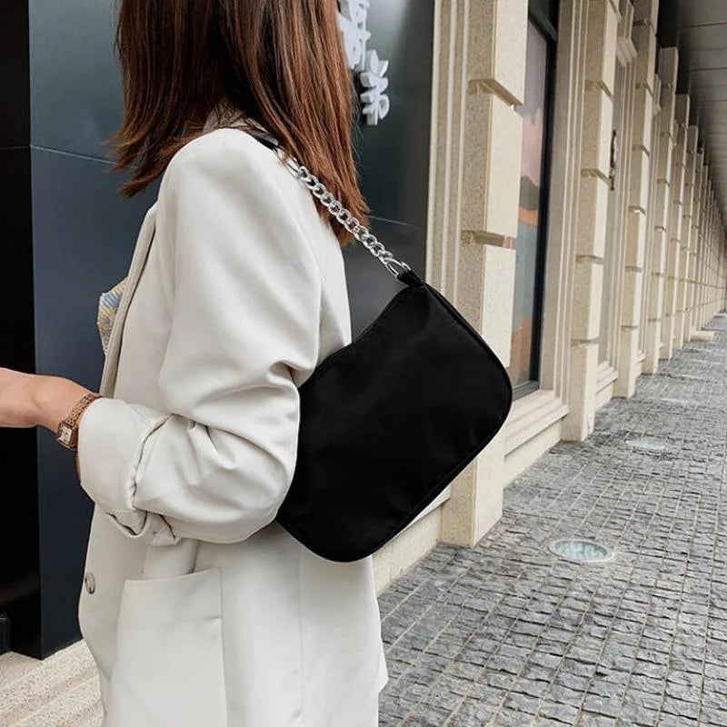 Oxford Crossbody Shoulder Bag for Women with Chain Strap