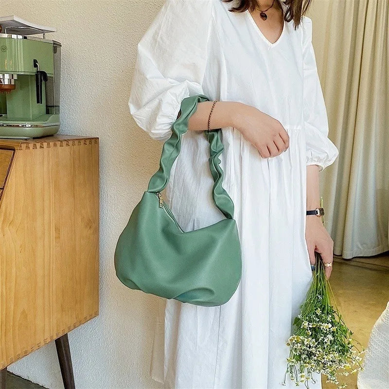 Women's PU Leather Shoulder Bag Textured Shopping Handbag