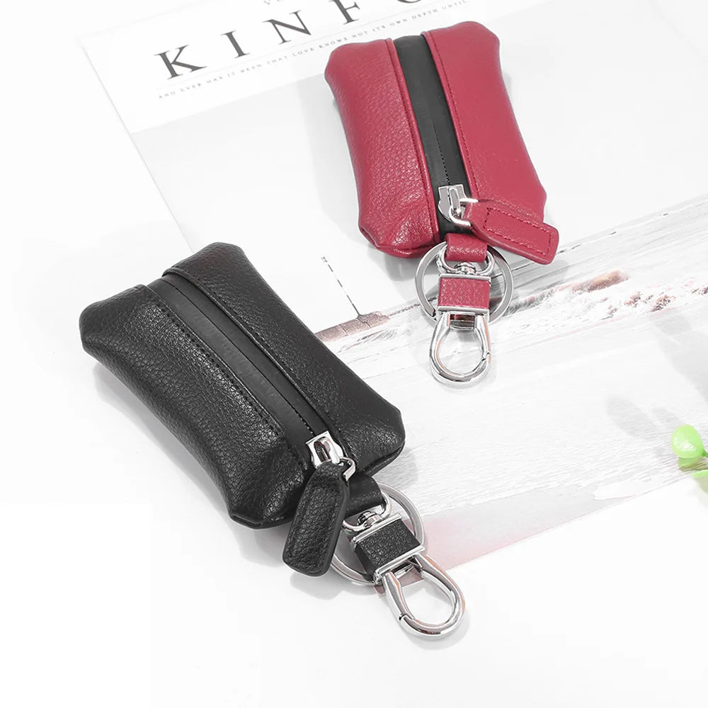 Genuine Leather Key Chain Holder Wallet for Auto Cars Keys Purses