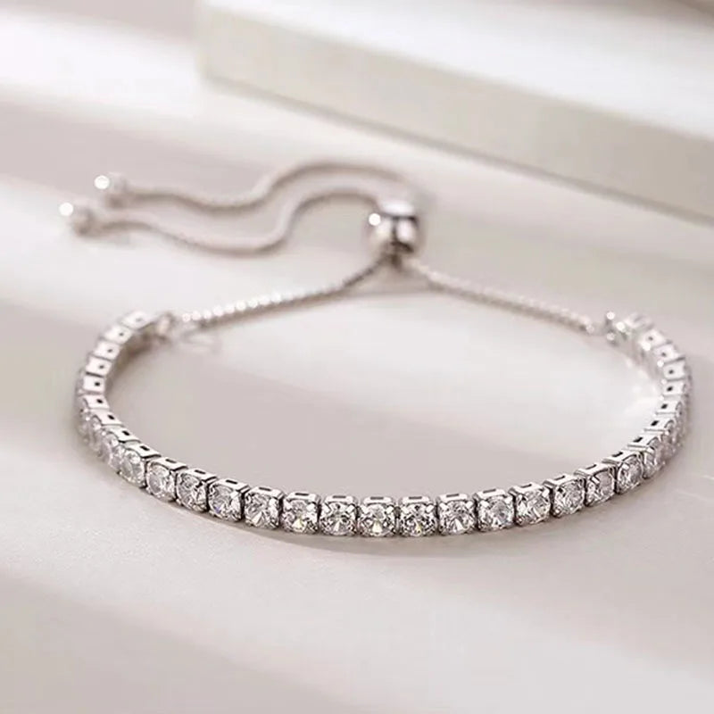 Zircon Inlaid 925 Silver Bracelet Birthday Party Gift