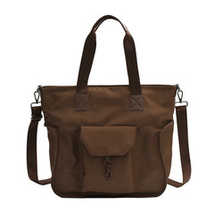 Women's Large Nylon Shoulder Bag with Multiple Pockets