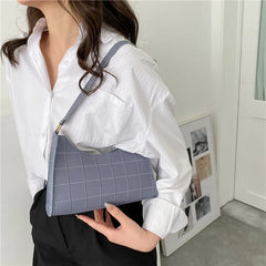 Plaid Underarm Bag PU Leather Shoulder Bags for Women