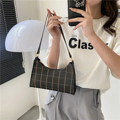 Plaid Underarm Bag PU Leather Shoulder Bags for Women