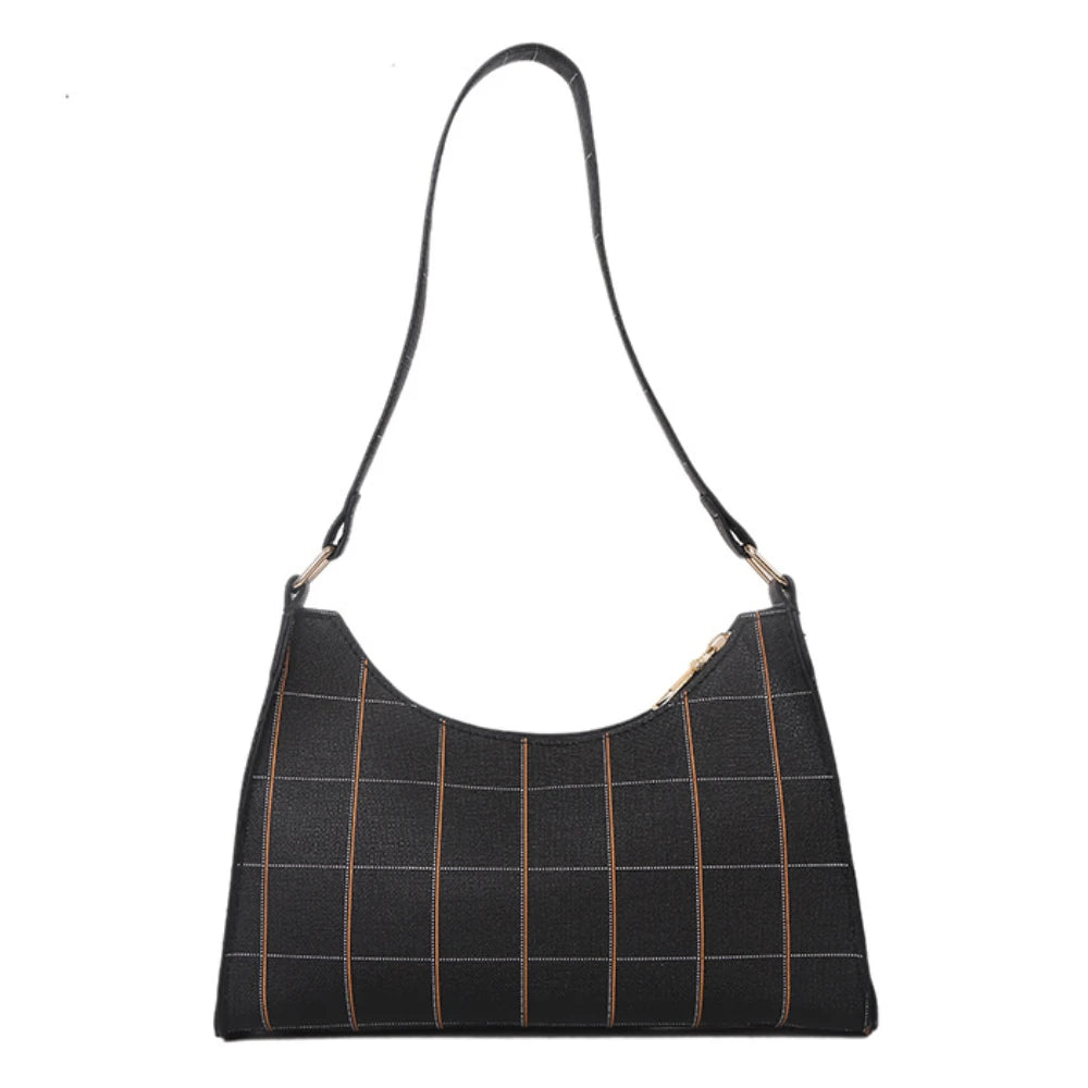 Plaid Underarm Bag PU Leather Shoulder Bags for Women
