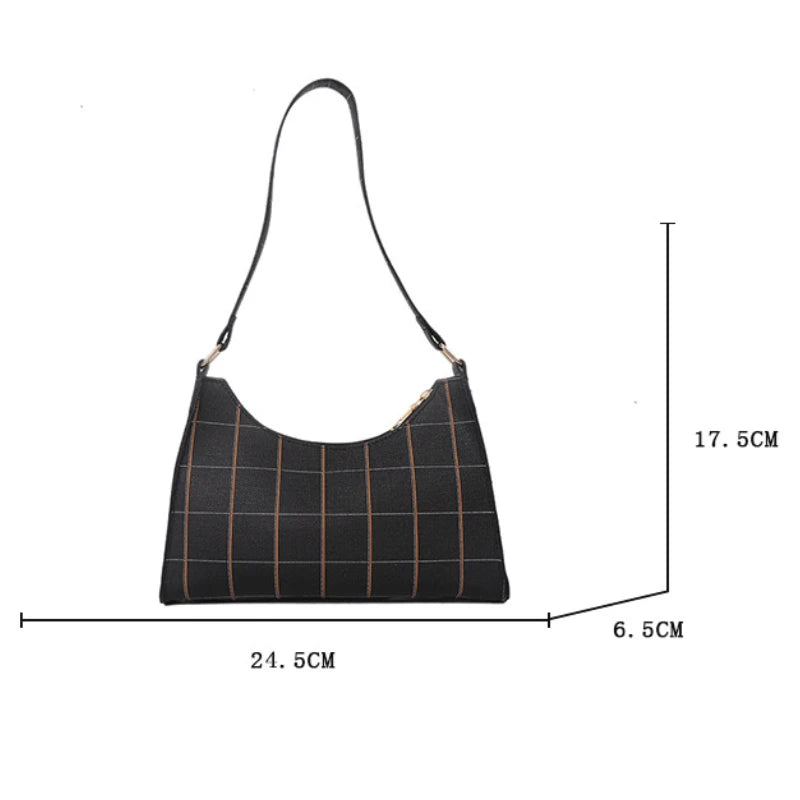 Plaid Underarm Bag PU Leather Shoulder Bags for Women
