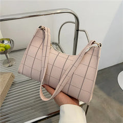 Plaid Underarm Bag PU Leather Shoulder Bags for Women