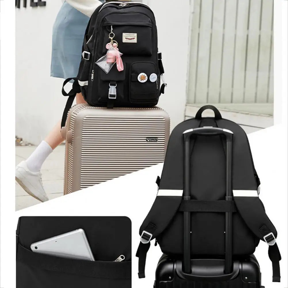 Portable Smooth Zipper Backpack School Bag Storage