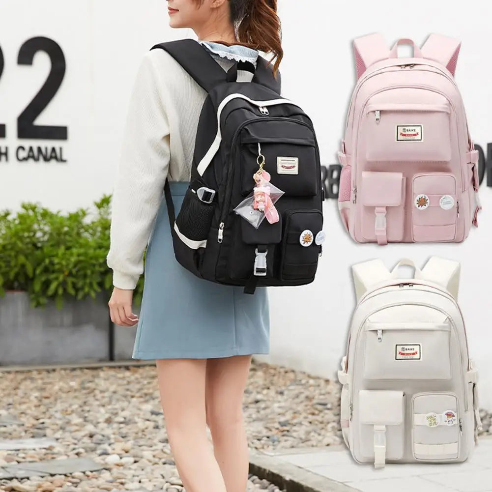 Portable Smooth Zipper Backpack School Bag Storage